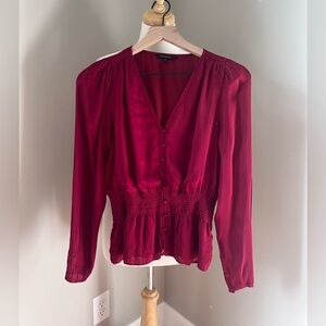 Banana Republic Satin Puff-Sleeve Blouse